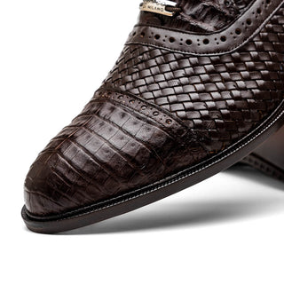 Marco Di Milano John Men's Shoes Exotic Caiman Crocodile / Woven Leather Dress Oxfords (MDM1178)-AmbrogioShoes