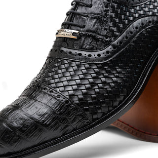 Marco Di Milano John Men's Shoes Exotic Caiman Crocodile / Woven Leather Dress Oxfords (MDM1178)-AmbrogioShoes