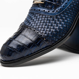 Marco Di Milano John Men's Shoes Exotic Caiman Crocodile / Woven Leather Dress Oxfords (MDM1178)-AmbrogioShoes