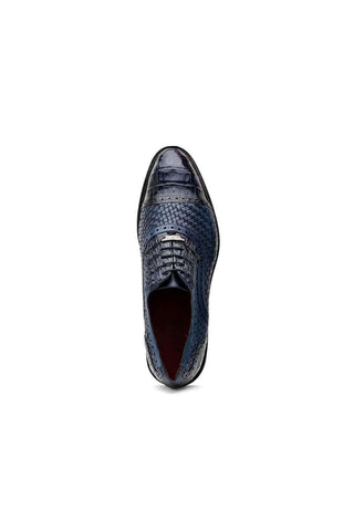 Marco Di Milano John Navy Caiman Crocodile / Woven Leather Oxfords (MDM1178)