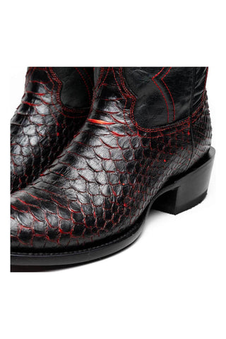 Marco Di Milano Kansas Black Cherry Genuine Python / Leather Cowboy Boot (MDM1211)