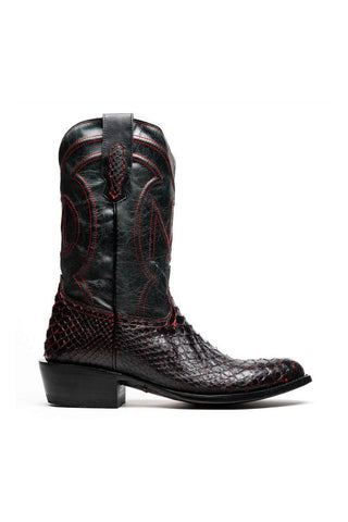 Marco Di Milano Kansas Black Cherry Genuine Python / Leather Cowboy Boot (MDM1211)