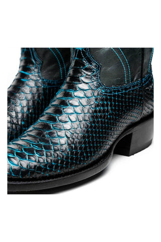Marco Di Milano Kansas Black Genuine Python / Calf-Skin Leather Cowboy Boot (MDM1211)