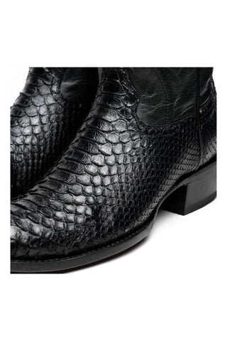 Marco Di Milano Kansas Black Genuine Python / Calf-Skin Leather Cowboy Boot (MDM1211)