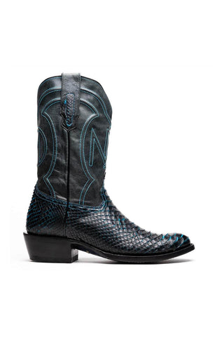 Marco Di Milano Kansas Black Genuine Python / Calf-Skin Leather Cowboy Boot (MDM1211)