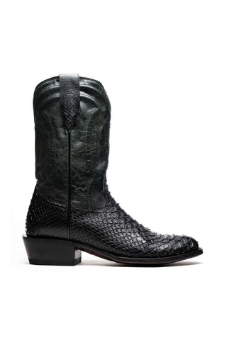 Marco Di Milano Kansas Black Genuine Python / Calf-Skin Leather Cowboy Boot (MDM1211)