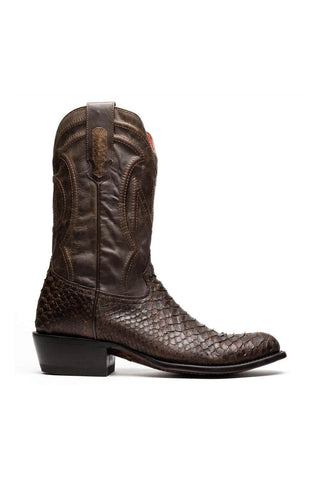 Marco Di Milano Kansas Brown Genuine Python / Calf-Skin Leather Cowboy Boot (MDM1211)