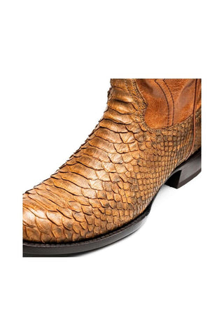 Marco Di Milano Kansas Cognac Exotic Python Skin Cowboy Boot (MDM1247)