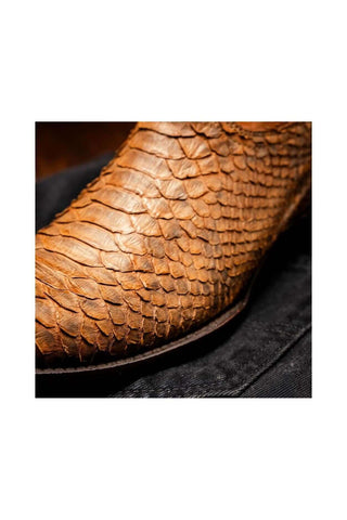 Marco Di Milano Kansas Cognac Exotic Python Skin Cowboy Boot (MDM1247)