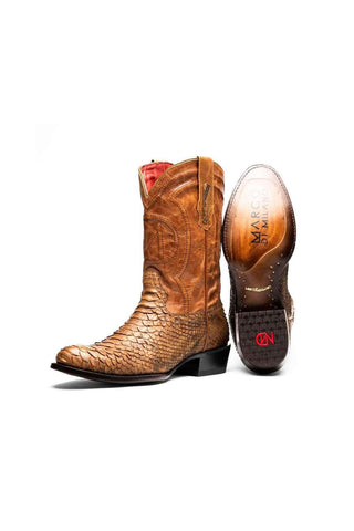 Marco Di Milano Kansas Cognac Python Skin Cowboy Boot (MDM1247)