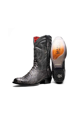 Marco Di Milano Kansas Stone White Python Skin Cowboy Boot (MDM1246)