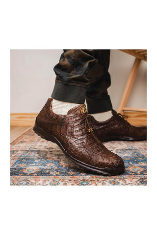 Marco Di Milano Kratos Brown Caiman Crocodile Sport Sneakers (MDM1176)