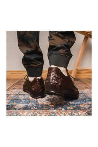 Marco Di Milano Kratos Brown Caiman Crocodile Sport Sneakers (MDM1176)