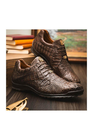 Marco Di Milano Kratos Brown Caiman Crocodile Sport Sneakers (MDM1176)