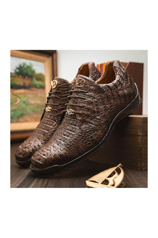 Marco Di Milano Kratos Brown Caiman Crocodile Sport Sneakers (MDM1176)