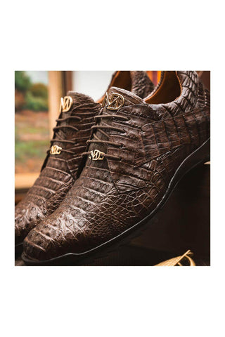 Marco Di Milano Kratos Brown Caiman Crocodile Sport Sneakers (MDM1176)