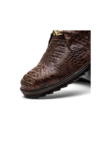 Marco Di Milano Kratos Brown Exotic Caiman Crocodile Sport Sneakers (MDM1176)