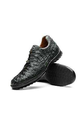 Marco Di Milano Kratos Green Exotic Caiman Crocodile Sport Sneakers (MDM1176)