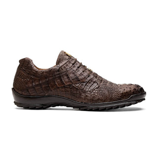 Marco Di Milano Kratos Men's Shoes Brown Exotic Caiman Crocodile Sport Sneakers (MDM1176)-AmbrogioShoes