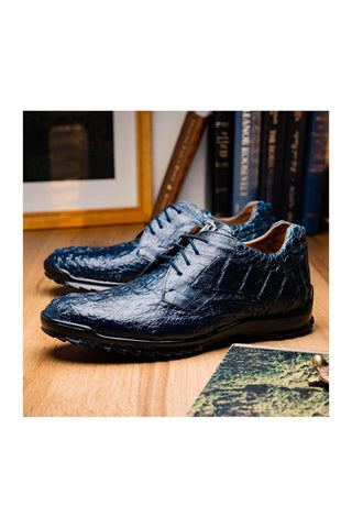 Marco Di Milano Kratos Navy Caiman Crocodile Sport Sneakers (MDM1176)