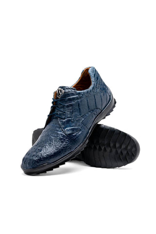 Marco Di Milano Kratos Navy Exotic Caiman Crocodile Sport Sneakers (MDM1176)