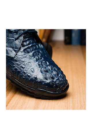 Marco Di Milano Kratos Navy Exotic Caiman Crocodile Sport Sneakers (MDM1176)