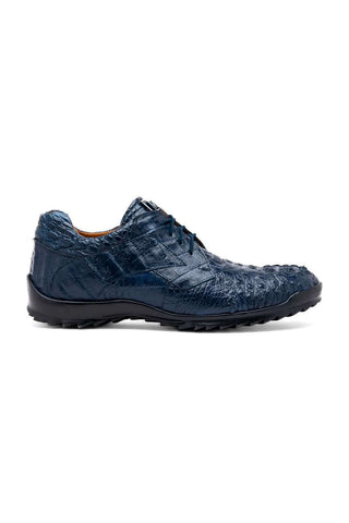 Marco Di Milano Kratos Navy Exotic Caiman Crocodile Sport Sneakers (MDM1176)
