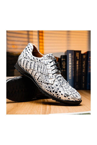 Marco Di Milano Kratos Newspaper Exotic Caiman Crocodile Sport Sneakers (MDM1176)