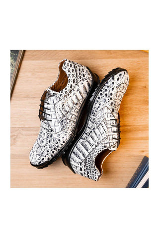 Marco Di Milano Kratos Newspaper Exotic Caiman Crocodile Sport Sneakers (MDM1176)