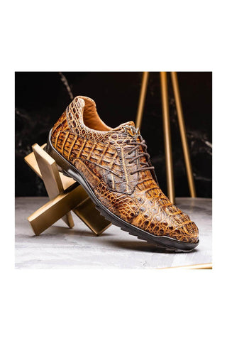 Marco Di Milano Kratos Orix Exotic Caiman Crocodile Sport Sneakers (MDM1176)
