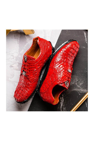 Marco Di Milano Kratos Red Caiman Crocodile Sport Sneakers (MDM1176)