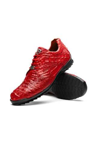 Marco Di Milano Kratos Red Exotic Caiman Crocodile Sport Sneakers (MDM1176)