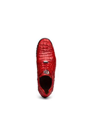 Marco Di Milano Kratos Red Exotic Caiman Crocodile Sport Sneakers (MDM1176)