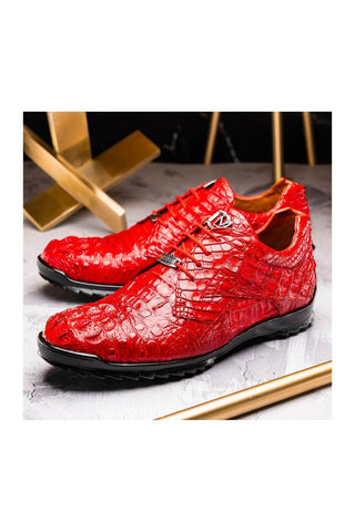 Marco Di Milano Kratos Red Exotic Caiman Crocodile Sport Sneakers (MDM1176)