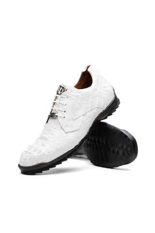 Marco Di Milano Kratos White Caiman Crocodile Sport Sneakers (MDM1207)