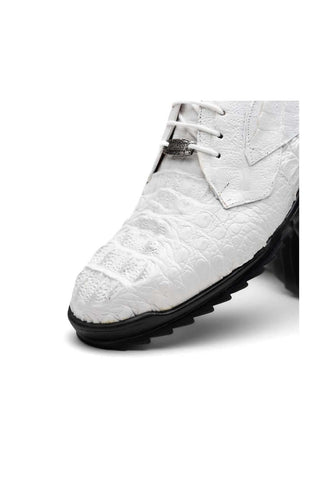 Marco Di Milano Kratos White Caiman Crocodile Sport Sneakers (MDM1207)
