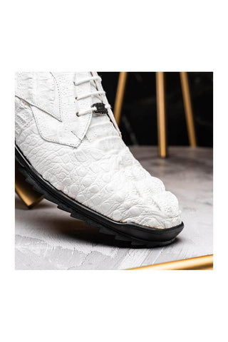 Marco Di Milano Kratos White Caiman Crocodile Sport Sneakers (MDM1207)