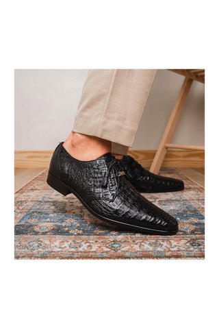 Marco Di Milano Lacio Black Exotic Crocodile Derby (MDM1019)