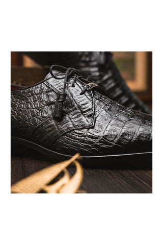 Marco Di Milano Lacio Black Exotic Crocodile Derby (MDM1019)