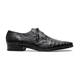 Marco Di Milano Lacio Men's Shoes Black Genuine Caiman Crocodile Dress Derby Oxfords (MDM1163)-AmbrogioShoes