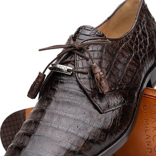 Marco Di Milano Lacio Men's Shoes Brown Exotic Crocodile Derby Oxfords (MDM1019)-AmbrogioShoes