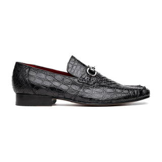 Marco Di Milano Landro Men's Shoes Black Exotic Crocodile Horsebit Loafers (MDM1023)-AmbrogioShoes