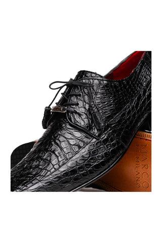 Marco Di Milano Leonardo Black Genuine Caiman Crocodile Derby (MDM1147)