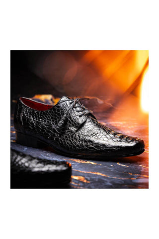 Marco Di Milano Leonardo Black Genuine Caiman Crocodile Derby (MDM1147)