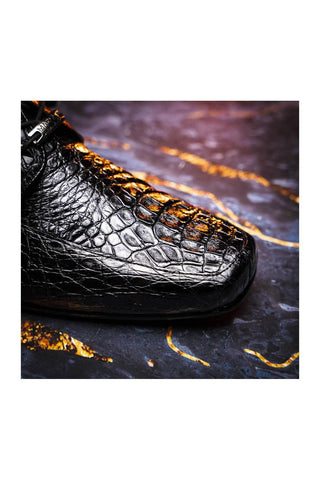 Marco Di Milano Leonardo Black Genuine Caiman Crocodile Derby (MDM1147)