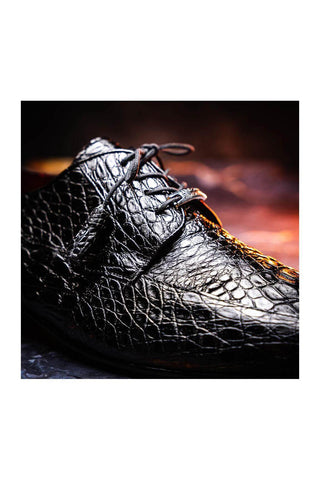 Marco Di Milano Leonardo Black Genuine Caiman Crocodile Derby (MDM1147)