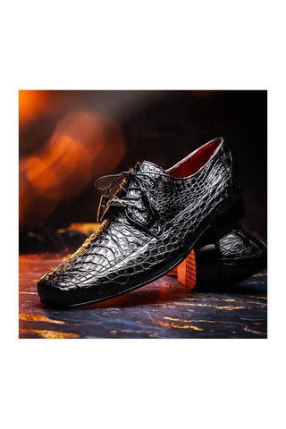 Marco Di Milano Leonardo Black Genuine Caiman Crocodile Derby (MDM1147)