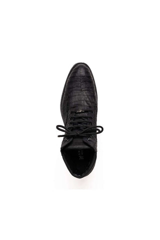 Marco Di Milano Leoni Black Genuine Caiman Crocodile Rugged Boots (MDM1089)