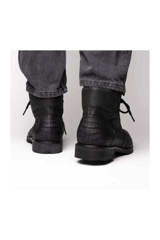 Marco Di Milano Leoni Black Genuine Caiman Crocodile Rugged Boots (MDM1089)