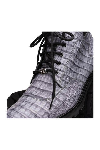 Marco Di Milano Leoni Gray Genuine Caiman Crocodile Rugged Boots (MDM1089)